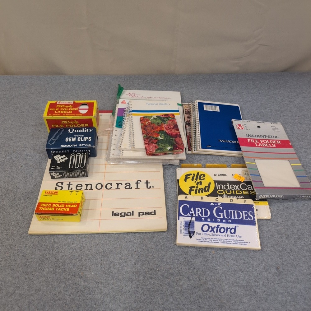 Vintage Office Supplies Stationery Lot Dennison Oxford Stenocraft Gem Clips